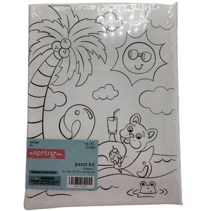 Paint Your Own Canvas Kit Kids Age Sealed Flamingo Float Toy Beach Palm Tree